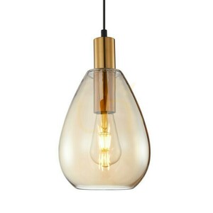 Zulo 3xE27 bar pendant light, brass finish and amber glass Italux PND-27812-3-BRO-AMB small 2