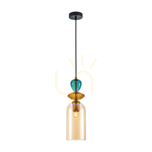 Check Pendant Light Italux Golden Colored Glass E27 12 cm PND-30263-1C-BRO-AMB