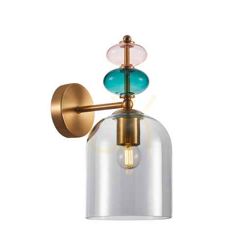 Check Italux Busco Gold Glass Wall Sconce E27 WL-30263-1B-BRO-SG