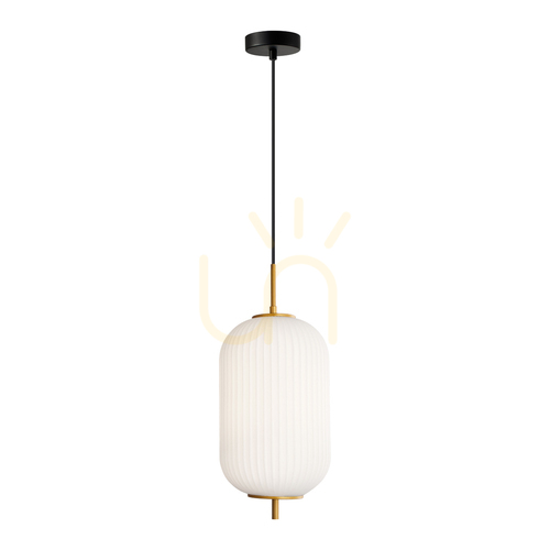 Check Italux Modern Golden Opal Glass Pendant Lamp E27 20 cm PND-28798-1-GD-WH