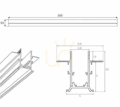 Check Lighting Rail Max Light MAX Magnetic Flush Mounted 2m White Aluminum MT0024