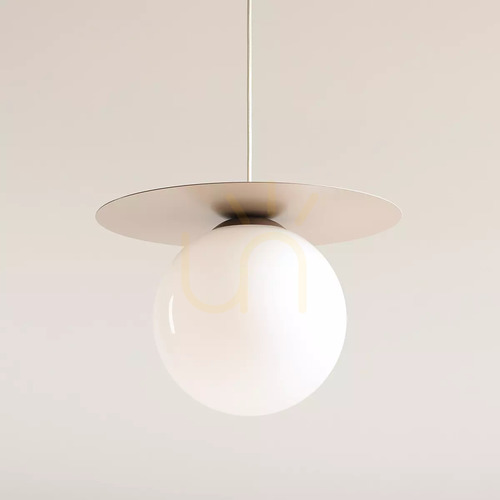 Check Aldex LOOP Beige Pendant Light, 25 cm Opal Globe, 40 cm Disc 1125G17_L