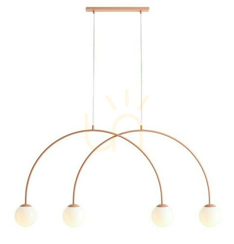 Check Pendant Light Aldex Una 4 Coral Red Metal Glass 1116L11_S