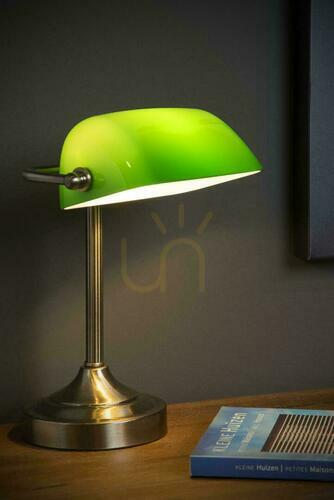 Check Lucide BANKER Retro Desk Lamp Bronze Green Glass E14 17504/01/03