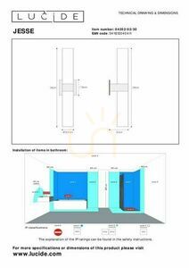Lucide JESSE black bathroom wall light with opal glass IP44 2×G9 29 cm 04202/02/30 small 6