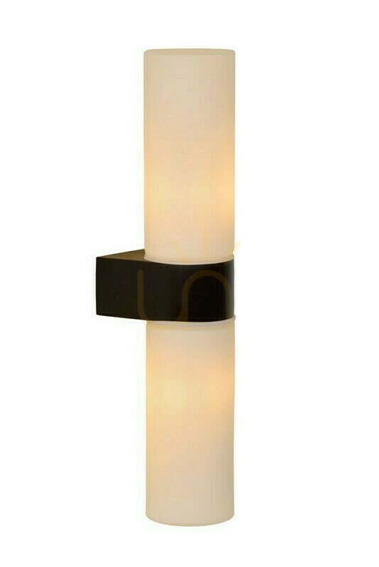 Lucide Jesse black bathroom wall lamp 2-light IP44 glass 04202/02/30