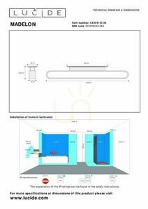 Lucide MADELON black LED bathroom wall light 60 cm IP44 04209/12/30 small 4