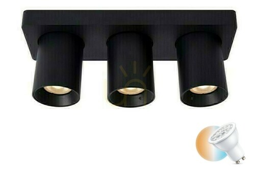 Check Lucide Nigel black LED downlight 3x GU10 dimmable 30 cm 09929/15/30