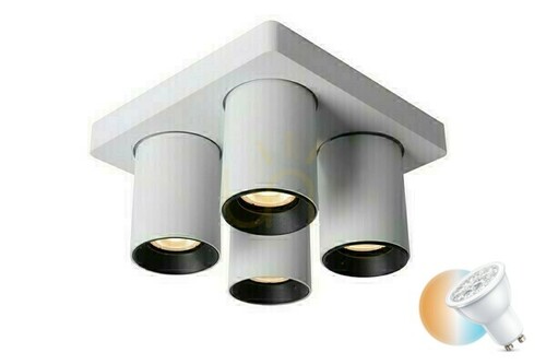 Check Lucide NIGEL White LED 4-Light GU10 Dimmable Downlight 09929/20/31