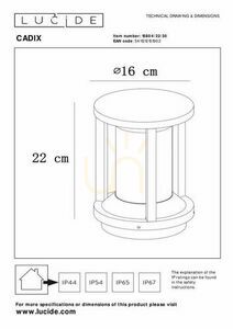 Outdoor Post Light Lucide Cadix Black Aluminum IP65 E27 22 cm 15804/22/30 small 5