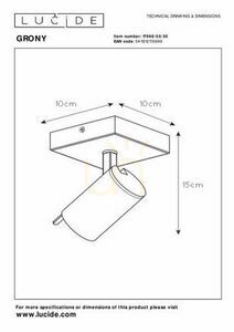 Lucide GRONY Black Wall and Ceiling Spotlight with Gold Accent LED GU10 5 W 10 cm 17998/05/30 small 4