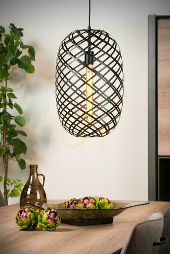 Check Lucide Wolfram Black Metal Pendant Light 32 cm 21417/32/30