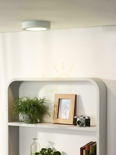 Check Lucide BRICE-LED white bathroom LED ceiling light 18 cm IP44 28116/18/31