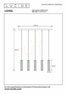 Lucide Lionel Black 5-Light Metal Pendant Lamp 73406/05/30 small 11