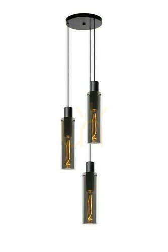 Check Lucide ORLANDO Black Glass 3-Light Pendant Lamp 74404/13/65