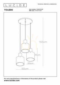 Pendant Light Lucide Toledo Copper 3-Light Glass E27 50 cm 74405/13/62 small 7