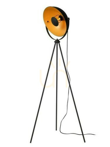 Check Lucide Alvaro Black Gold Vintage Steel Floor Lamp 05730/01/30
