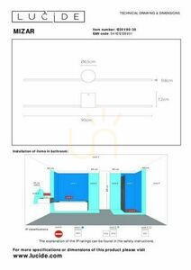 Lucide Mizar LED Bathroom Wall Light Black 90 cm 12201/90/30 small 4