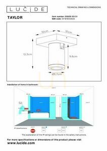 Lucide TAYLOR White LED Bathroom Ceiling Light IP44 09930/05/31 small 4