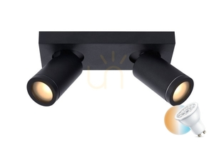 Lucide TAYLOR black bathroom ceiling spotlight 2xGU10 LED Dim to Warm IP44 09930/10/30 small 0