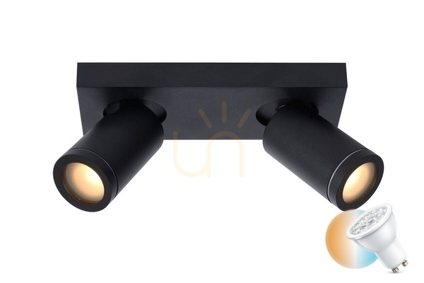 Lucide Taylor black LED bathroom plafond 2x GU10 IP44 09930/10/30