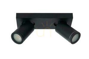 Lucide TAYLOR black bathroom ceiling spotlight 2xGU10 LED Dim to Warm IP44 09930/10/30 small 1