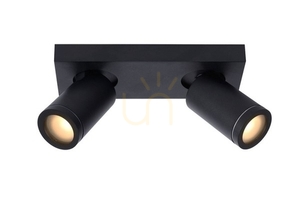 Lucide TAYLOR black bathroom ceiling spotlight 2xGU10 LED Dim to Warm IP44 09930/10/30 small 9