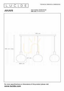 Lucide Julius Black 3-Light Pendant Lamp 34438/03/65 small 3