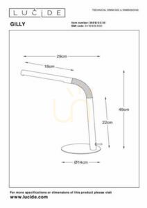 Lucide Gilly Black Metal LED Desk Lamp 36612/03/30 small 1