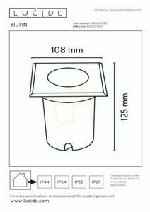 Lucide BILTIN 11800/01/30 Black Aluminum Ground Recessed Light GU10 IP67 small 3