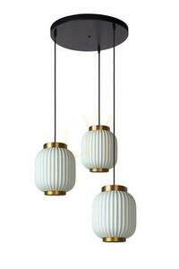 Lucide GOSSE Pendant Light White Gold Porcelain 3-Light Japandi 13435/03/31 small 1
