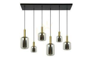 Lucide JOANET 45494/06/65 smoke glass and matt gold pendant light, 6×E27, 132 cm small 1