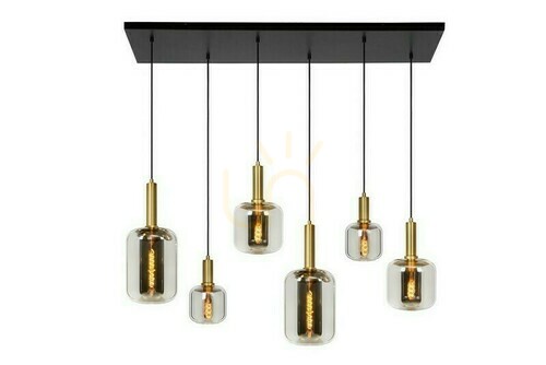 Check Lucide Joanet Gold Glass Pendant Light 6x E27 45494/06/65