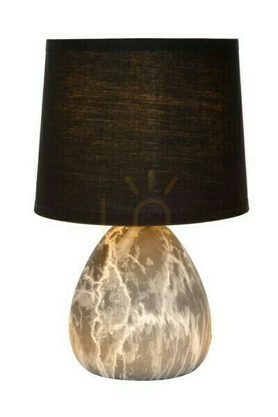 Lucide MARMO Black Ceramic Linen Japandi Table Lamp 47508/81/30
