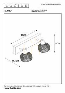Lucide MAREN Spotlights 2-Light Gold Metal Vintage E14 77978/02/02 small 6