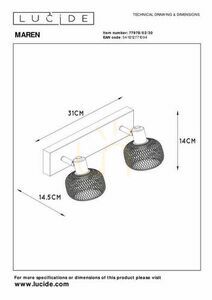 Lucide MAREN Black Metal Spotlight 2-Light E14 77978/02/30 small 6