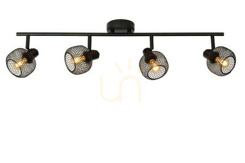 Strahler Lucide MAREN 4-flammig schwarz Metall Vintage 77978/04/30