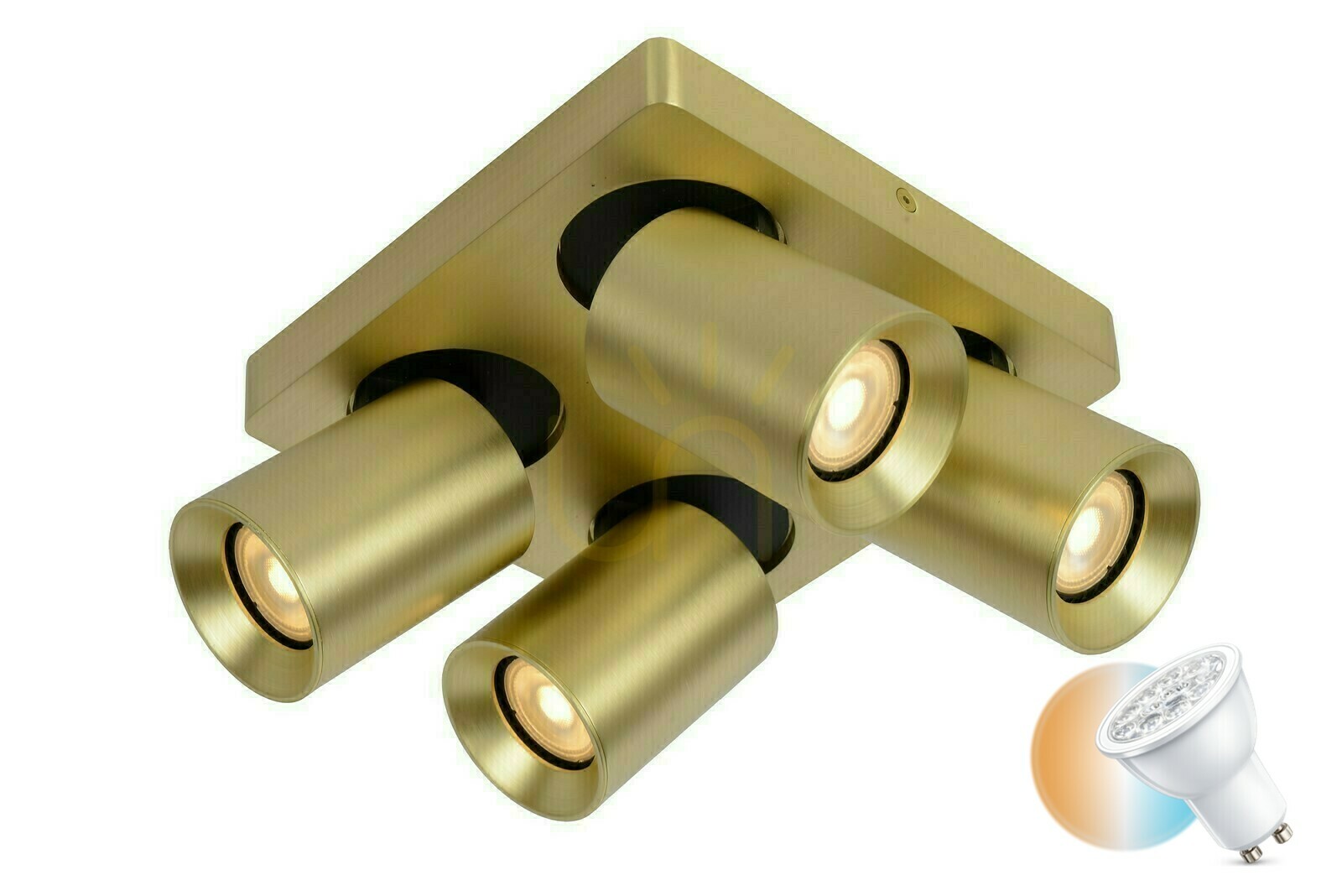 Lucide NIGEL gouden LED plafondlamp 4-lichts GU10 20 cm 09929/20/02