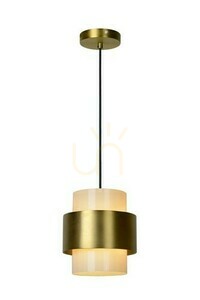 Lucide FIRMIN 45497/20/02 pendant light, opal glass with brass band, Ø 20 cm, E27, retro small 0