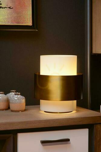 Check Lucide FIRMIN Retro Gold Glass Table Lamp 45597/20/02