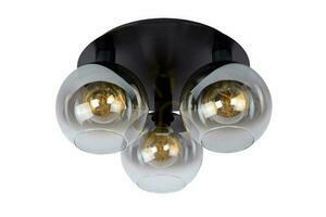 Lucide Marius ceiling light, 3×E27, black metal and smoke-grey glass, 50 cm, 74114/03/30 small 1