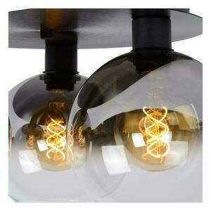 Lucide Marius ceiling light, 3×E27, black metal and smoke-grey glass, 50 cm, 74114/03/30 small 3