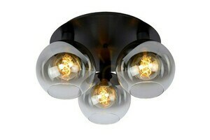 Lucide Marius ceiling light, 3×E27, black metal and smoke-grey glass, 50 cm, 74114/03/30 small 0