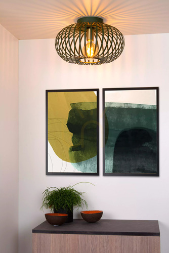 Check Lucide MANUELA 78174/40/33 green metal ceiling light, Ø39.5 cm, 1×E27