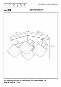 Lucide Alion 4-Light Ceiling Spotlight Black Glass Metal E14 17999/14/30 small 4