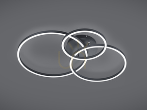 Trio WINONA 670810632 LED ceiling light, matt black, RGBW, with remote control small 5