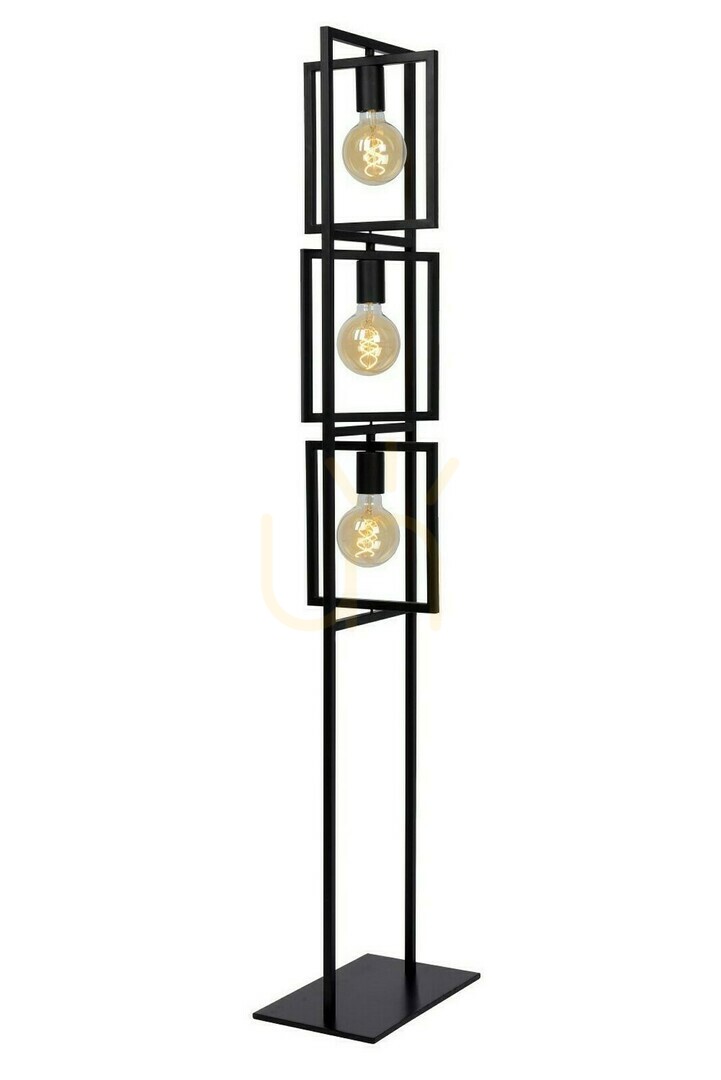 Lucide LUUK Black Metal Vintage Floor Lamp 3-Light 00726/03/30