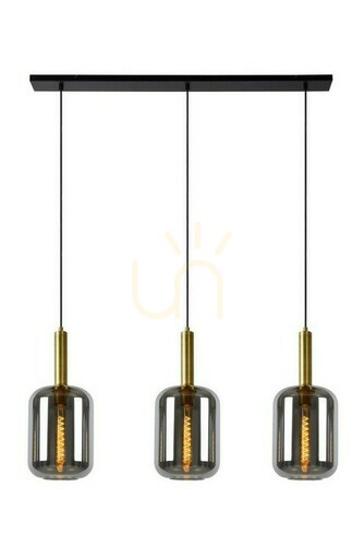 Check Lucide JOANET 3-Light Gray Glass Pendant Lamp 45494/03/65