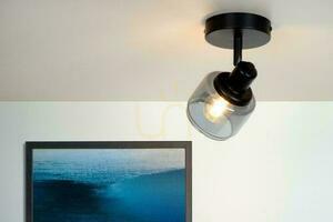 Lucide BJORN Ceiling Spotlight Black Smoked Glass Retro 1xE14 77979/01/30 small 2