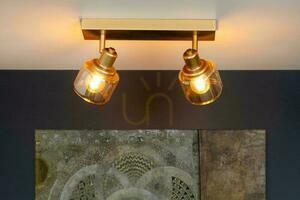 Lucide Bjorn 2-Light Gold Retro Spotlight Plafond 77979/02/02 small 2